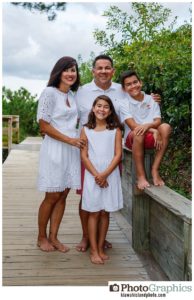 family at the boardwalk on seabrook island for family photos