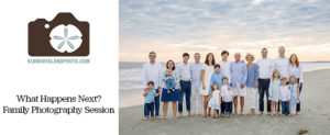 Large family at the beach at sunset for family photos on Kiawah - what happens next.
