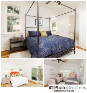 Master bedroom, childrens room and guest bedroom in Indigo Park - real estate photography Kiawah Island