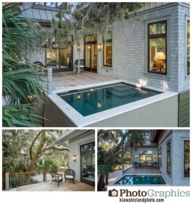 Backyard with a pool at a home in Indigo Park - Kiawah Island, Real Estate Photography