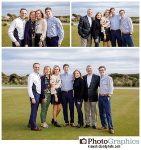 Family together after proposal on Kiawah Island, South Carolina