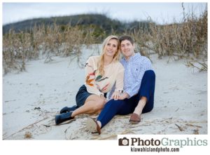 Couple after getting engaged at the beach on Kiawah Island, South Carolina