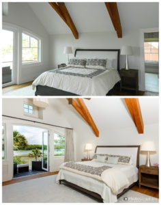 Before and after photos of a master bedroom on Kiawah Island. Real Estate Photography
