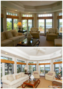 Before and after photos of a home on Kiawah Island, South Carolina
