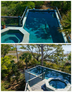 Two different views of a pool taken by two different photographers on Kiawah Island South Carolina. Real Estate Photography